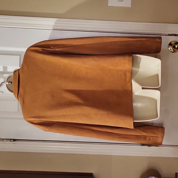 Tan Brown Faux Suede Western Jacket Fringes M - Picture 3 of 5